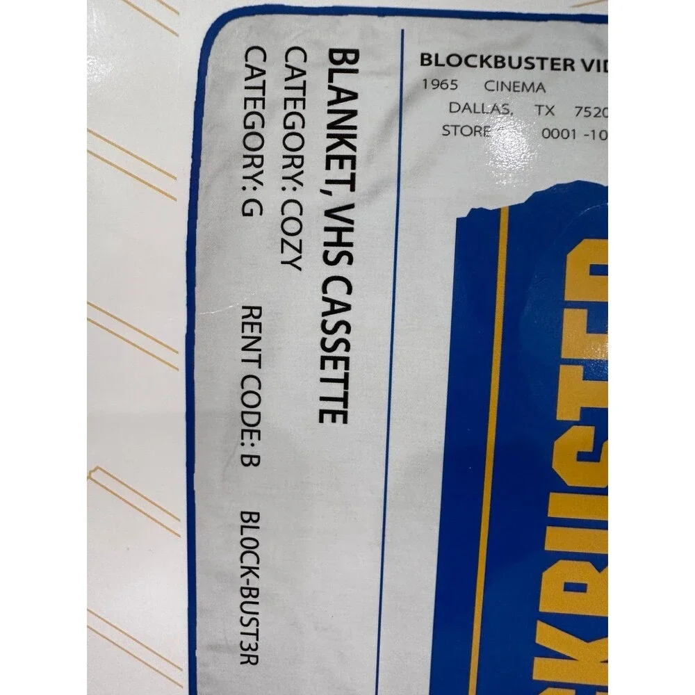 Blockbuster Video VHS Cassette Throw Blanket NWT Spencer's Rare 45 x 60 Blue